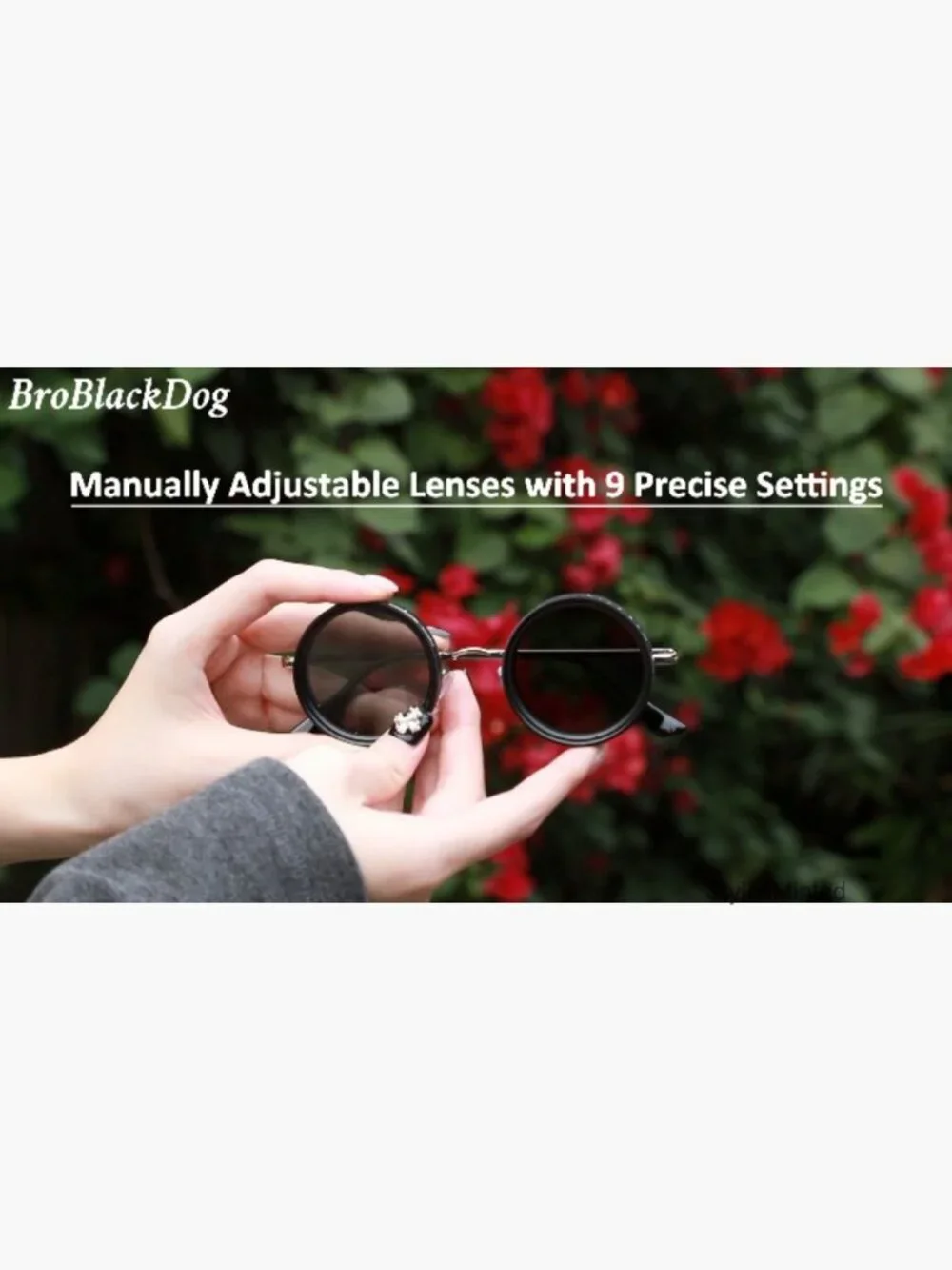 Adjustable Tint Polarized Sunglasses Round Frame UV400 with Case